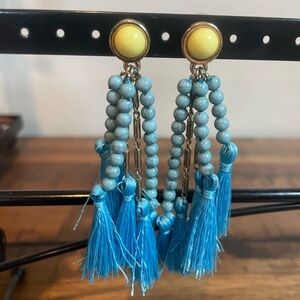 BaubleBar Funky Blue & Yellow Tassel Earrings
